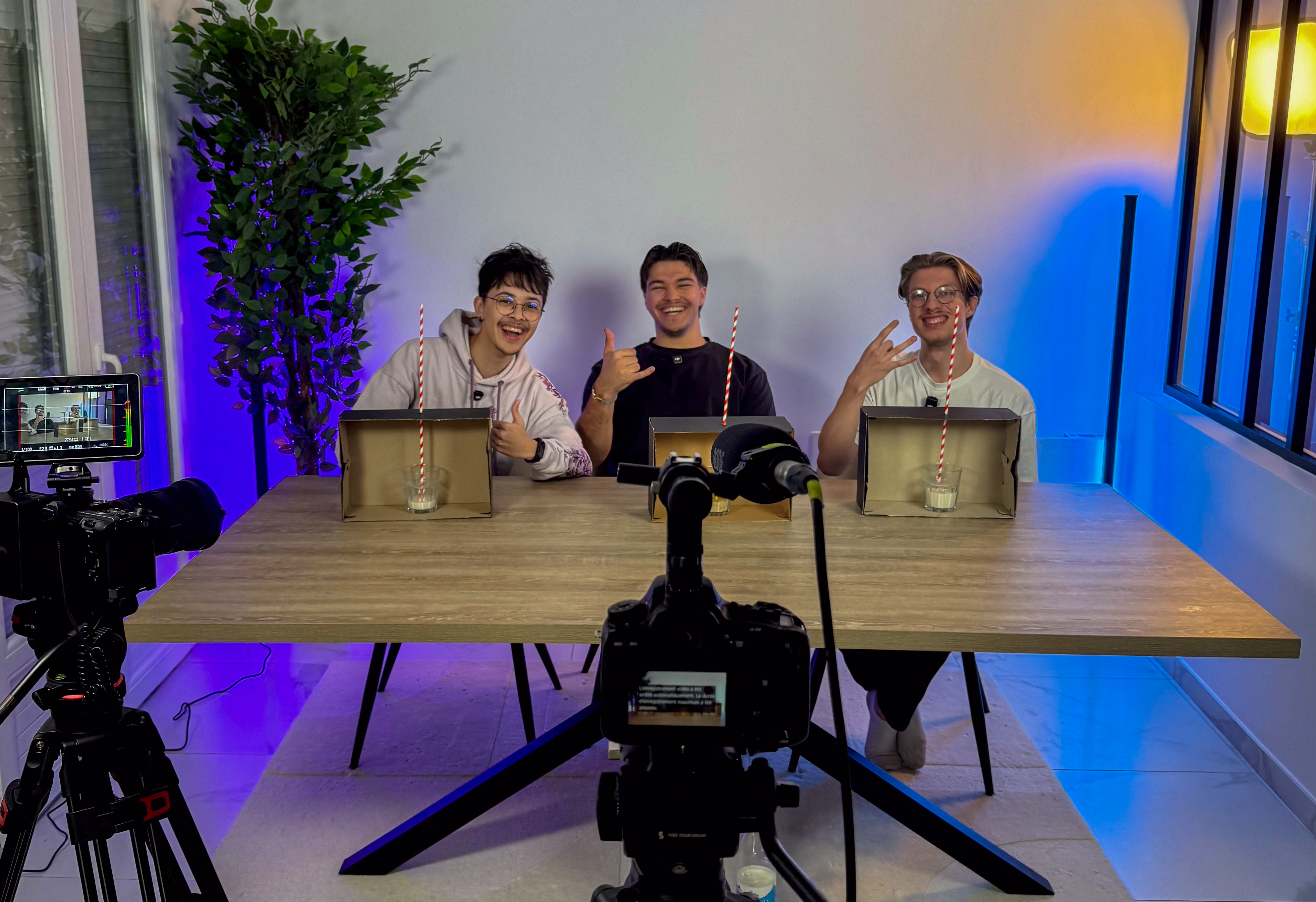 Tournage podcast en équipe